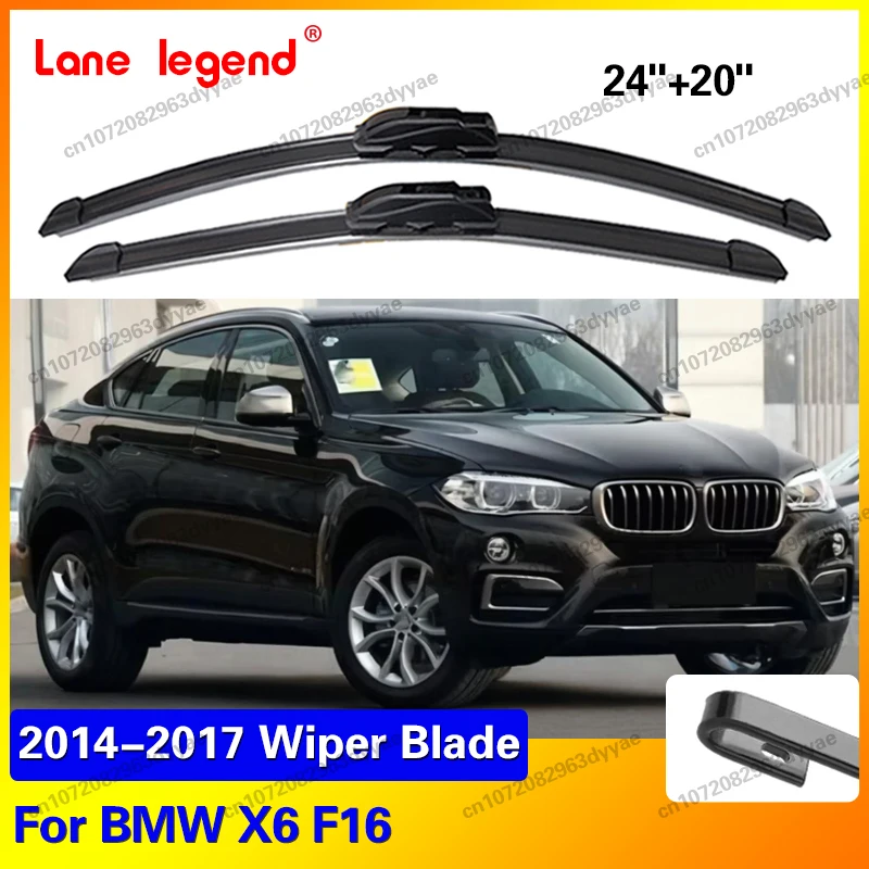 

For BMW X6 F16 2014 2015 2016 2017 Front Windscreen Wipers Double Rubber Car Wiper Blades Car Accessories 24"+20"
