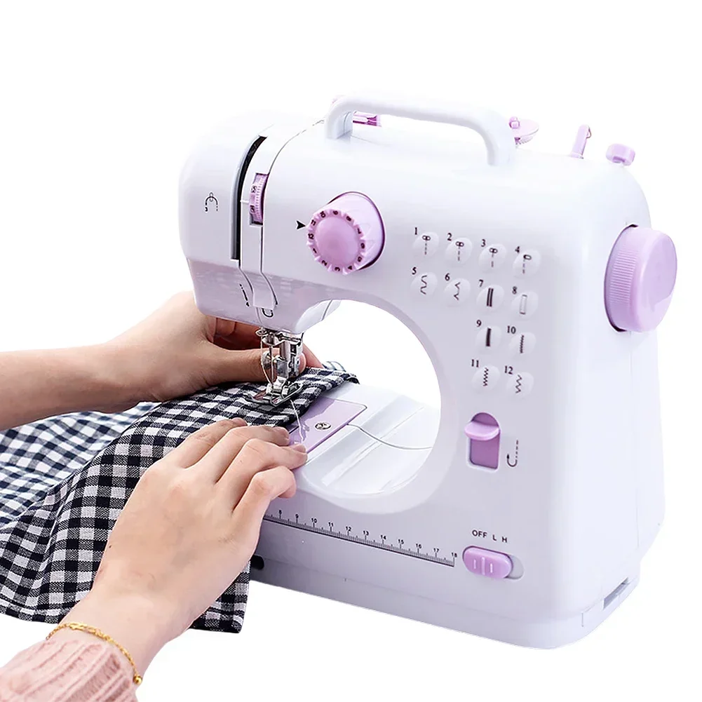 505A Portable Sewing Machine Double Speeds Household Mini Sewing Machine 12 Built-In Stitches w/ Foot Pedal for Beginner