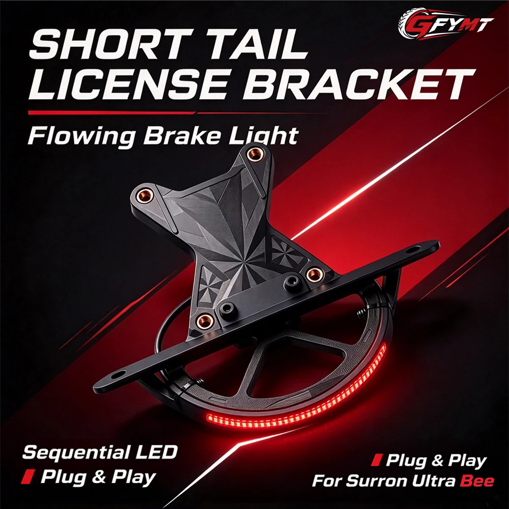 Sequential LED Tail Light With License Plate Holder For Surron Ultra Bee Road E-Bike Fender Eliminator Upgrade rear light Kit