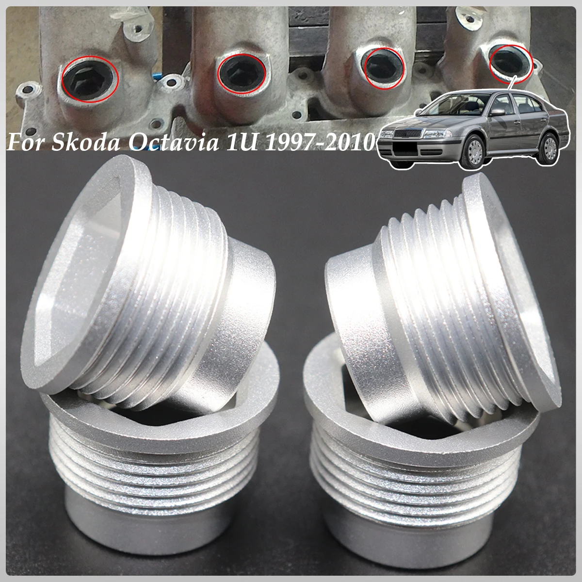 4pcs Upgrade Aluminum alloy Fuel Injection Valve Injector Insert Cup Seat 058133555 Repair For Skoda Octavia 1U 1997-2010 1.8 T