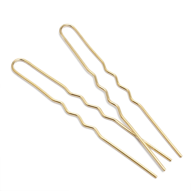 50pcs 70mmx1.2mm Raw Brass Rose Gold Color Hair Sticks U shape Hair Pins Blank Base Setting For Women Jewelry Bulks Components