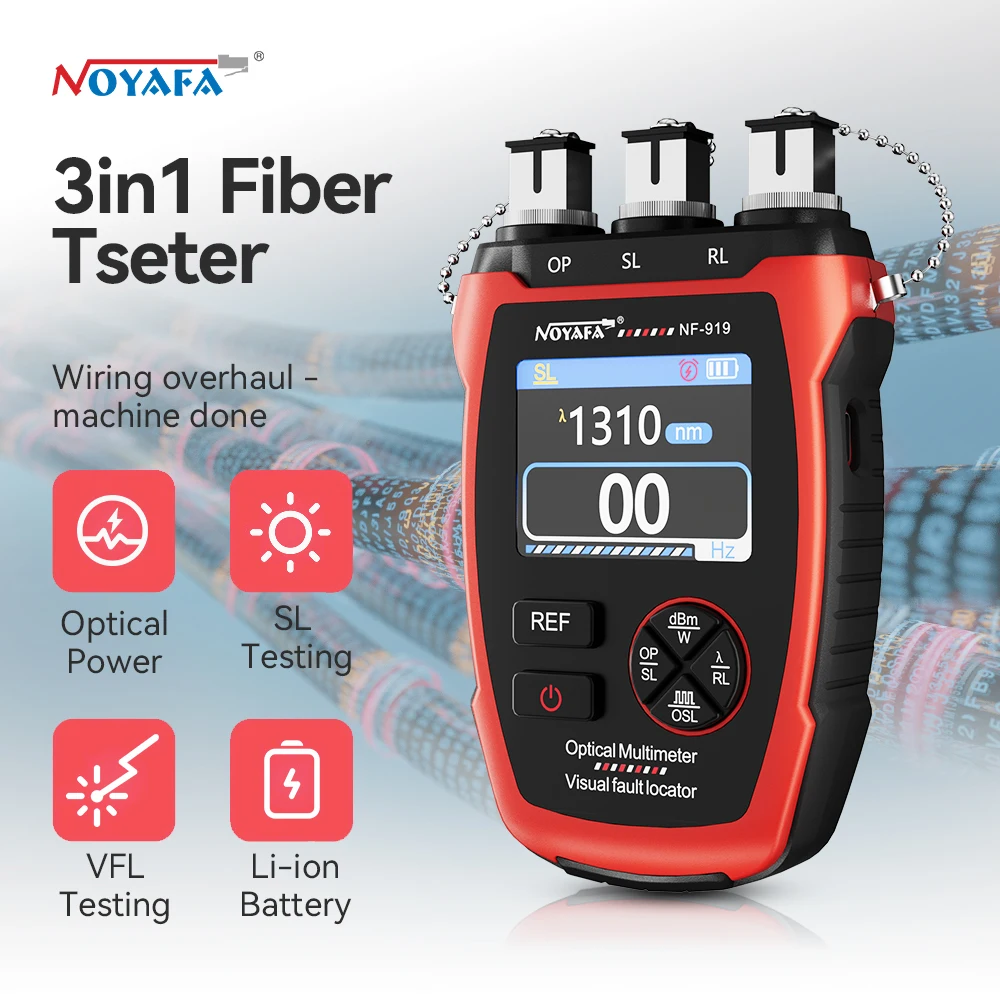 NOYAFA Fiber Optic Tester NF-919 Optical Power Meter Stable Light Source VFL REF Visual Fault Locator Light Attenuation Measure