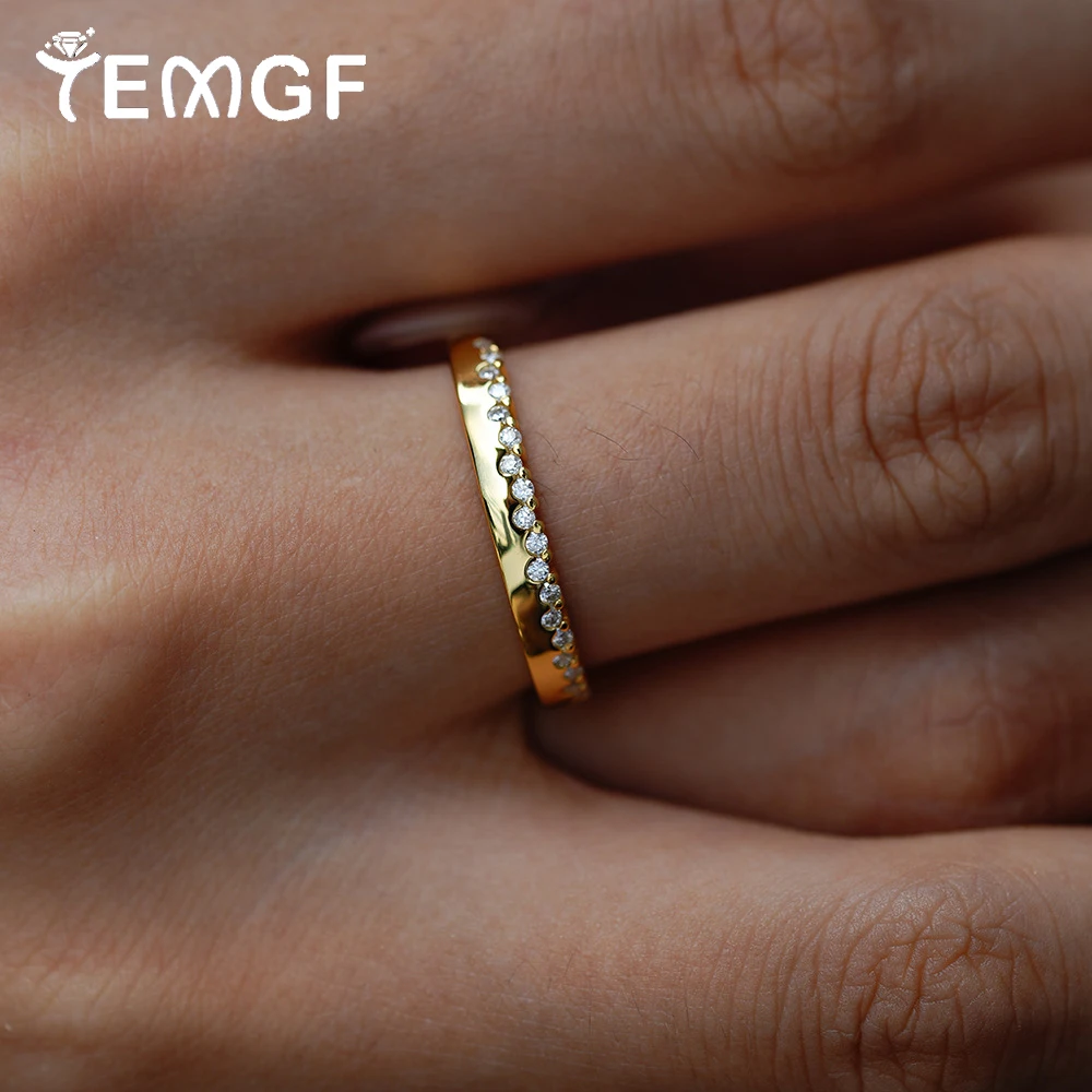 

TEMGF Real Moissanite Ring Certifiable 925 Pure Silver 18K Gold Plated Ring for Women Engagement Party Fashion Sparkling Jewelry