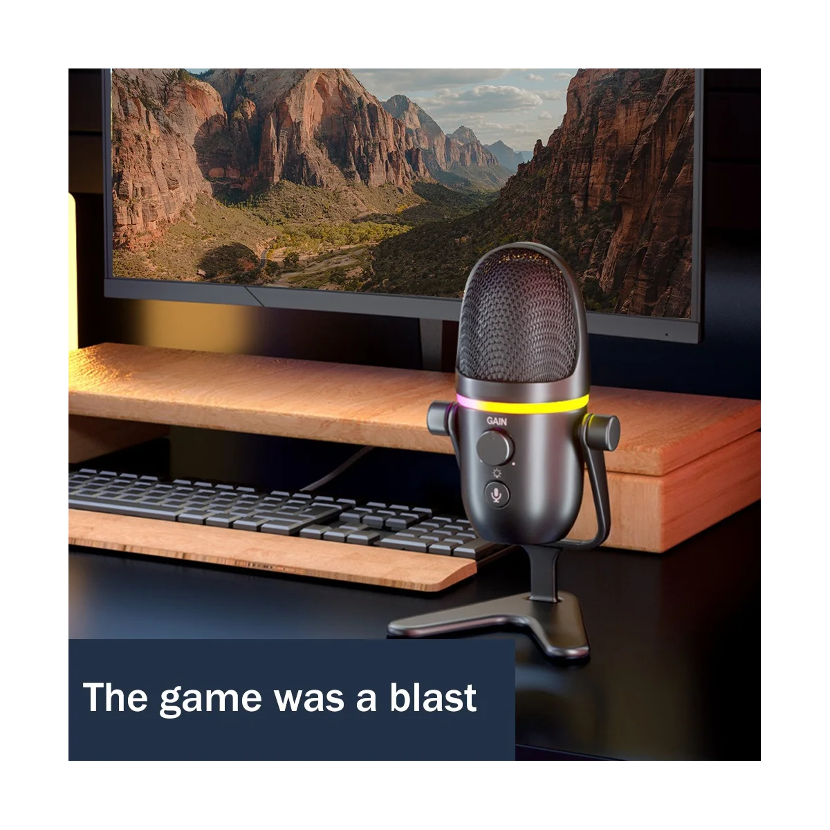 ไมโครโฟนสำหรับเล่นเกมไมโครโฟนตั้งโต๊ะไมโครโฟนสำหรับบันทึกคอมพิวเตอร์แบบ USB คอนเดนเซอร์ RGB eSports