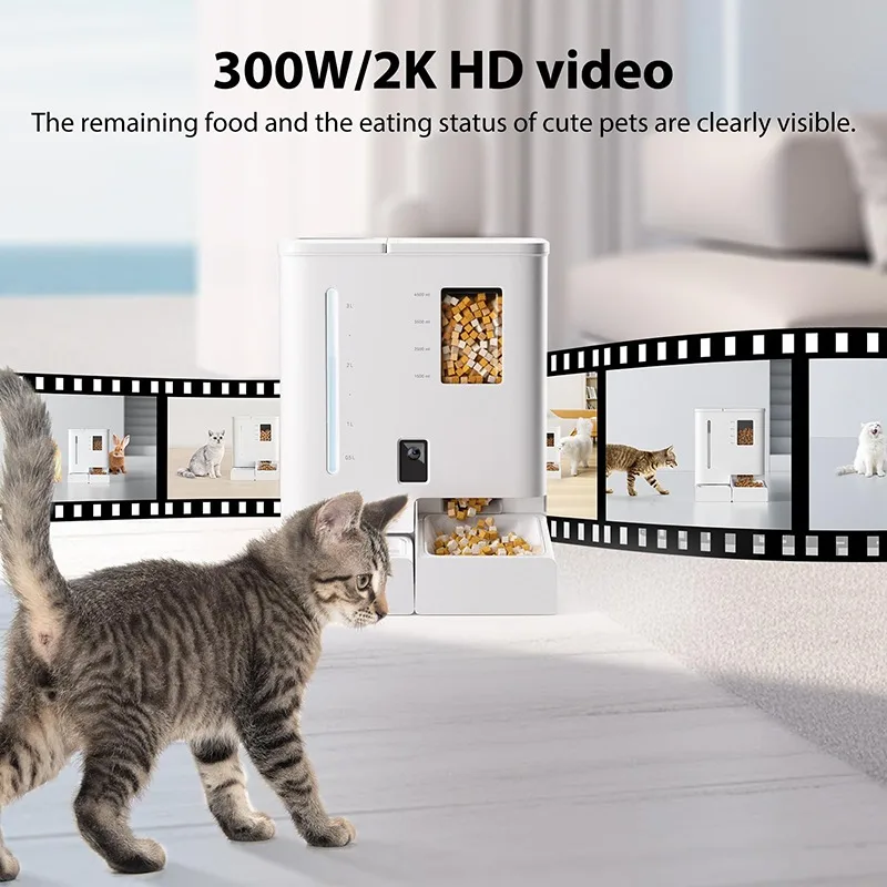 

Cat automatic feeder 2-in-1 pet food and fountain wifi app control Timed smart pet feeder with camera