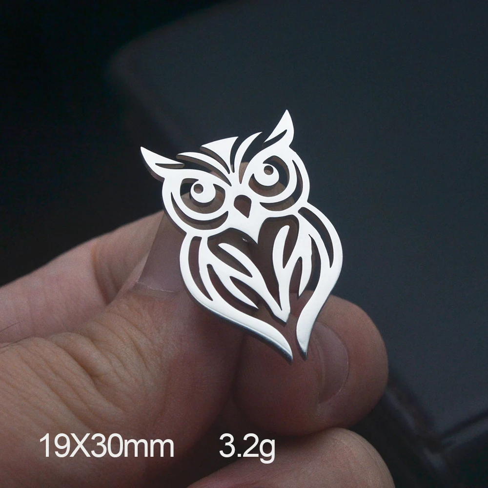 Men\'s Lapel Brooch Owl Shaped Fashion Brooch Stainless Steel Plated Color Wedding Dress Jewelry Birthday Gift for Boyfriend