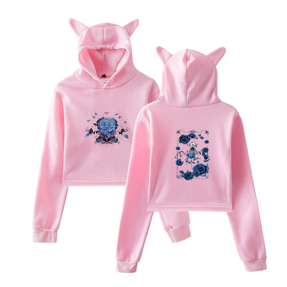 

ADO Merch винтажная уличная одежда 90-х годов с логотипом, толстовки с капюшоном для девочек, укороченный модный спортивный пуловер с кошачьими ушками