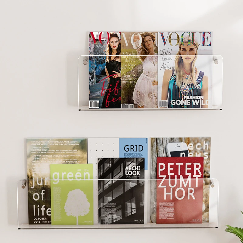 

Acrylic Floating Bookshelf, Invisible Wall Shelf,Clear Literature Display Holder, Coffee Shop Decorative Shelves