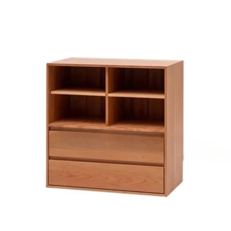 Nordic simple modern Japanese cherry wood side cabinet functional bookcase bay window cabinet black