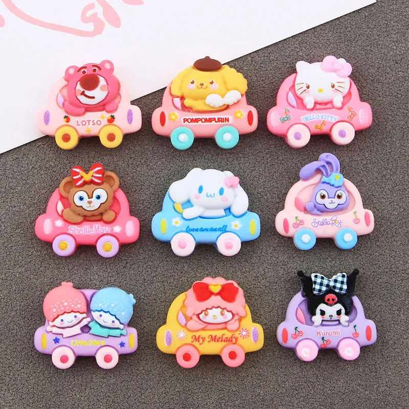 

100pcs Resin Cartoon Sanrio Animal Car Flatback Cabochon Figurines DIY Scrapbook Embellishment Crafts Accessory