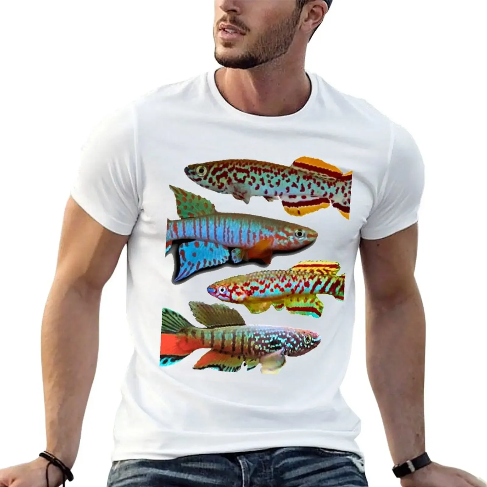 

4 African Killifish T-Shirt cotton graphic tees anime t shirts mens shirts graphic tee