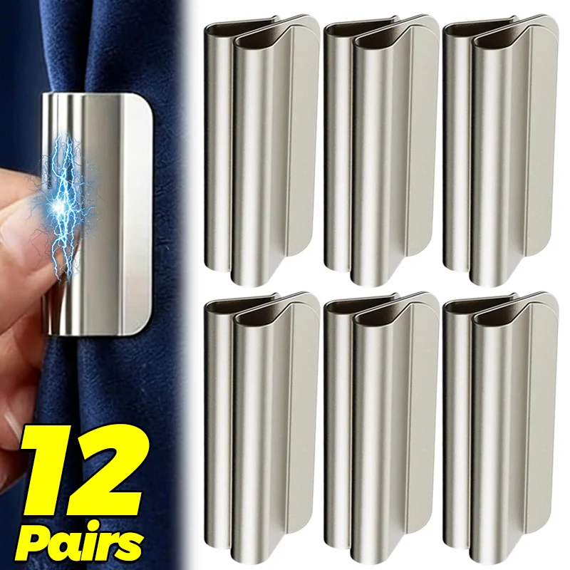 Nail-Free Magnetic Curtain Clips Double Sided Magnetic Fixing Buckle Curtain Magnets Closure Prevent Light Leaking Keep Closed