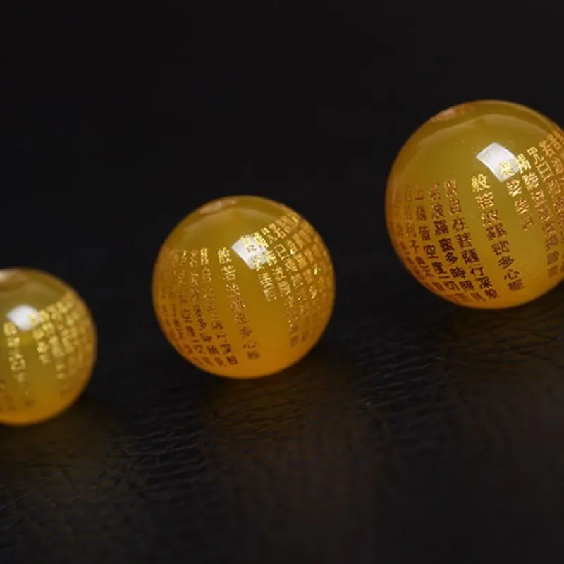 5A Natural Yellow Agate Heart Sutra Buddha Single Bead DIY Beads Crystal Jewelry Making
