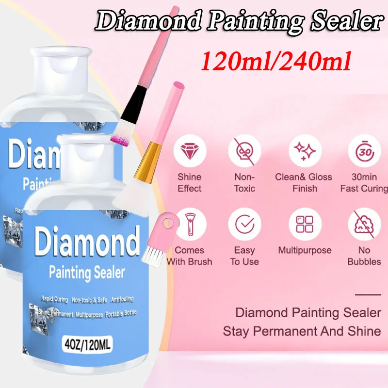 

120/240ml Diamond Painting Sealer Transparent Colorless Non Toxic & Safe Permanent Protectin For Puzzles Diamond Painting Crafts
