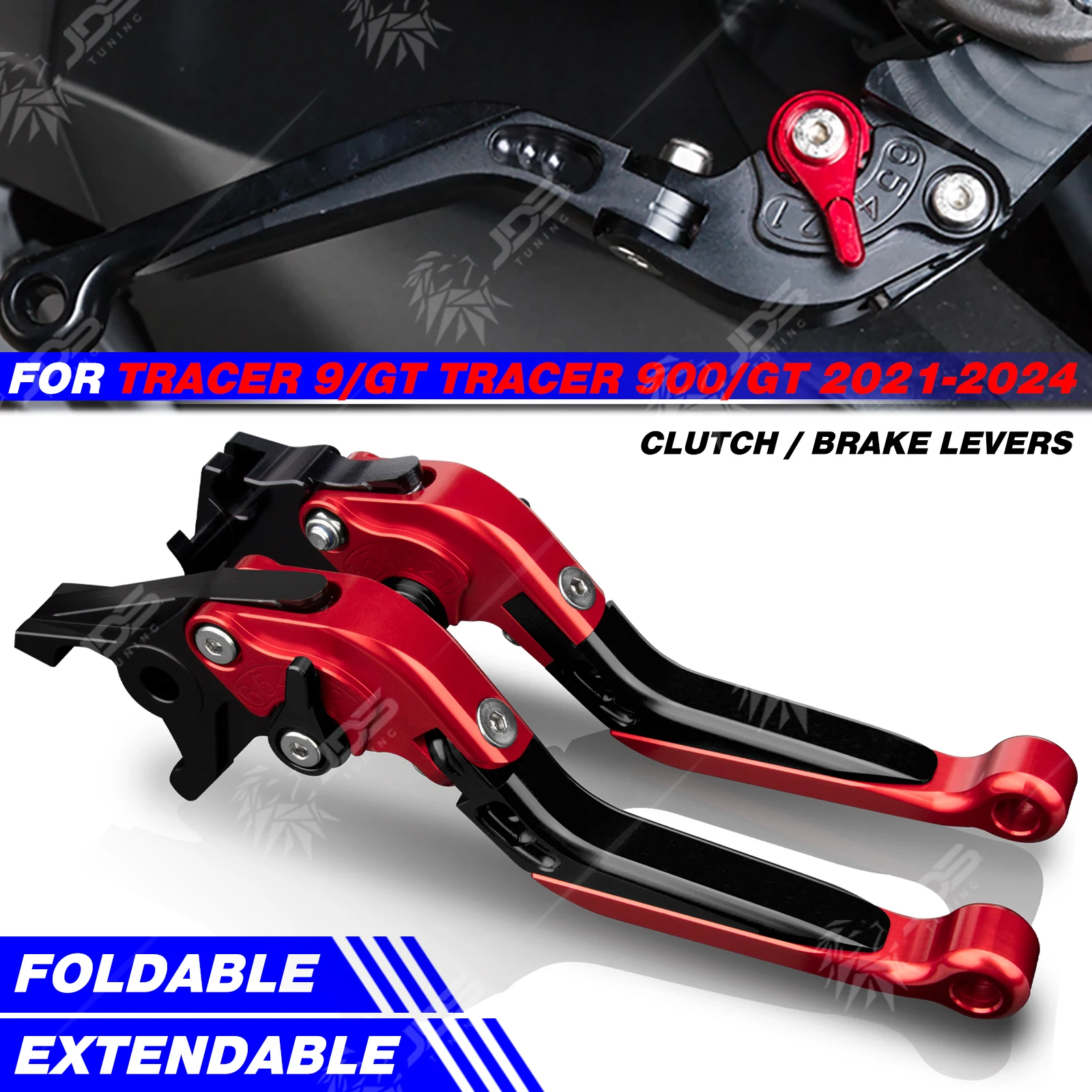 JDSTUNING For Yamaha TRACER 9/GT TRACER 900/GT 2021-2024 Clutch Lever Brake Lever Set Foldable Adjustable Handle Levers Parts