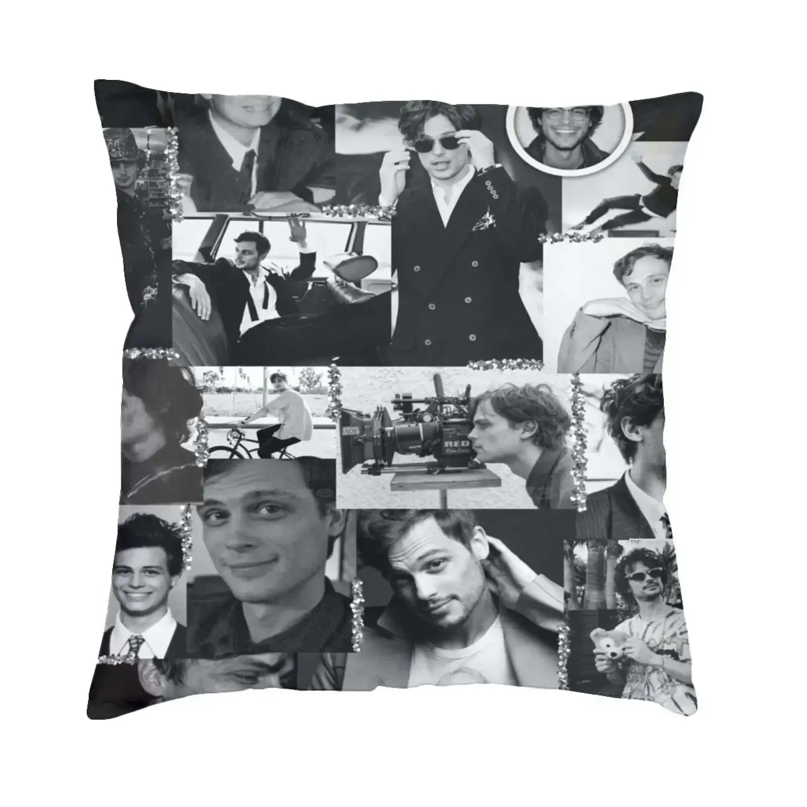 Matthew Gray Gubler Collage B&W Soft Comfortable Pillowcase Matthew Gray Gubler Spencer Reid Criminal Minds Collage Detective