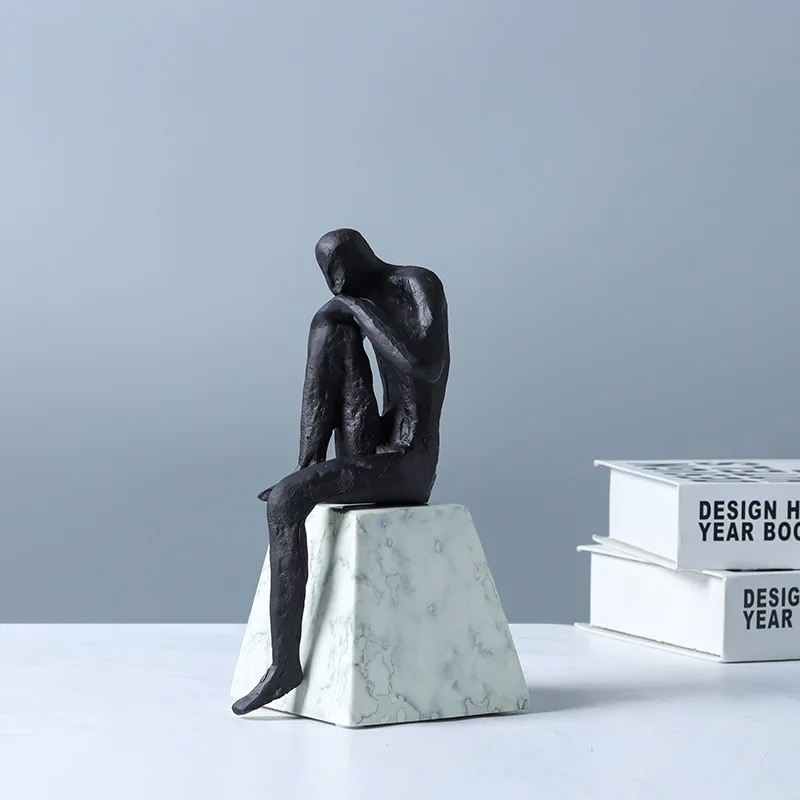 Resin thinker meditator ornaments home bedside table desk bookshelf decoration