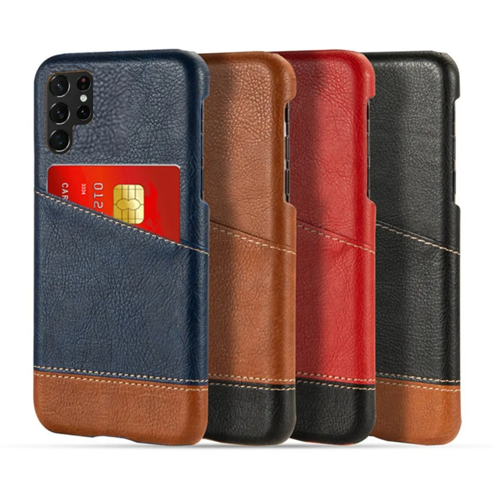 Luxury Slim Leather Credit Card Holder Wallet Case for Samsung S23 Ultra Cover For Samsung Galaxy S23 Ultra S22 S21 S20 FE Plus