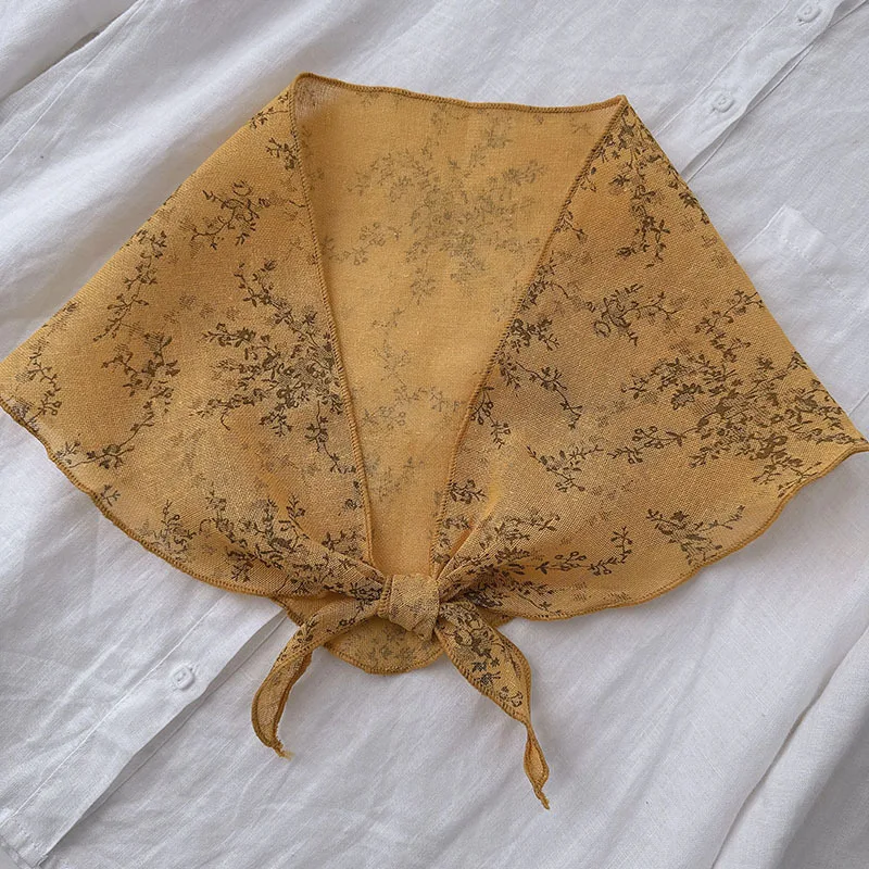 

Льняной оранжевый осенний шарф для женщин, в японском стиле, с узором в виде мелких листьев, жесткая защита для шеи, дорожный шарф-платок.