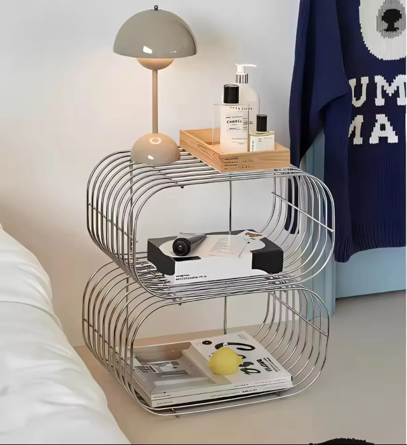 Metal Wall Shelf, Oval Floating Storage Rack, Industrial Style 2-Tier Wall Mounted Shelf for Living Room Bedroom
