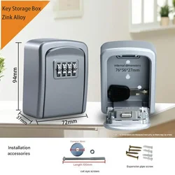 Lock Key Safe Box Wall Mount Outdoor Lock Box Key Storage Box for House Keys Key Safe with Combination Lock with 4 dials