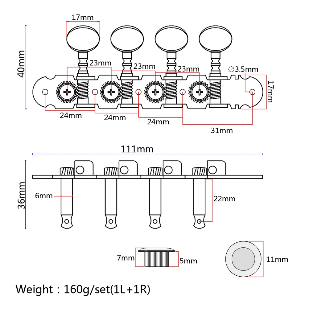 

2pcs 4L 4R Mica Color Round Button Electric Guitar Tuning Pegs For Durable Metal Body Replacement Guitar