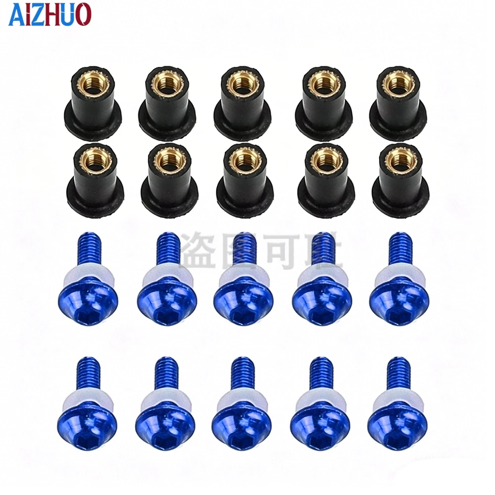 10pcs Windshield Screw Nut Sets For Yamaha YZFR6 YZFR3 YZFR1 YZFR7 YZF R1 R6 FZS 1000 YZF-R1 YZF R6 R3 R1 R7 Windscreen Bolt Kit