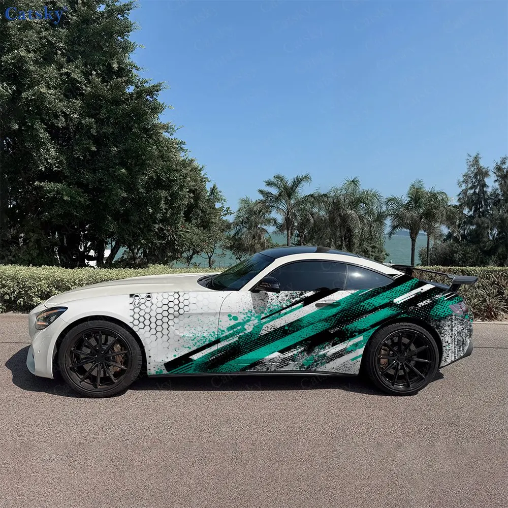 

2pcs Dark Green Speed Blade Car Side Wraps, Self-Adhesive PVC Waterproof & Scratch-Resistant Stickers, Car Accessory Gift