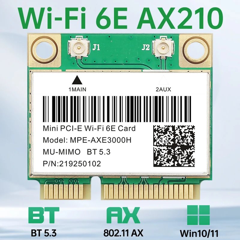WiFi 6E AX210HMW Mini PCI-E BT5.3 Wifi Card Bluetooth 5.3 AX210 Network Card 802.11AX Wireless Network Adapter For Win10/11