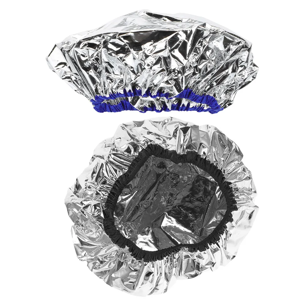 

2Pcs Aluminum Foil Conditioning Caps Heat Retaining Hair Processing Hats for Salon Home Use Reusable Thermal Hair Treatment