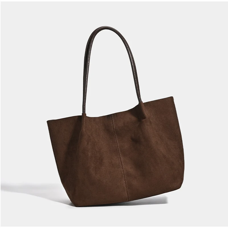 Unterarm-Umhängetasche aus Wildleder mit passender Geldbörse, große Kapazität für Damen, Alltags-Pendler-Einkaufstasche, einfarbige Vintage-Handtasche für Damen – Detail 9