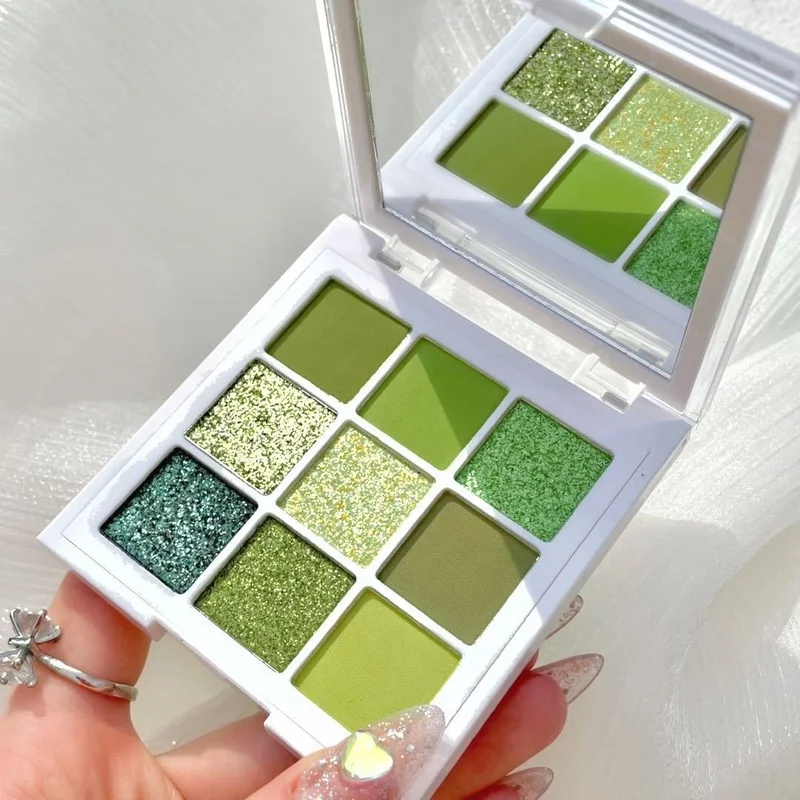 Paleta de sombra de ojos perlada verde aguacate, Guacamole, lentejuelas brillantes, ilumina el cuidado de los ojos, paleta de maquillaje cosmético femenino, nuevo