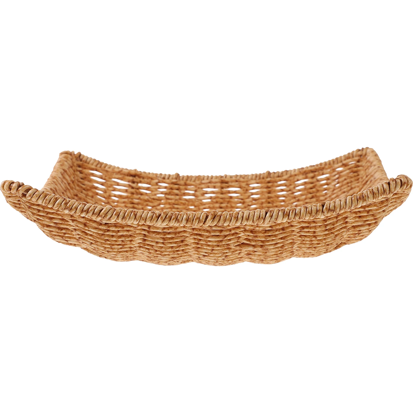 

Snack Basket Simulation Rattan Woven Tray Fruit Bread Storage Plate Household Organizing Dish Multi-Function Serving