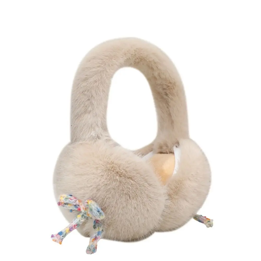 Sweet Imitation Mink Fur Earmuffs Soft Fluffy Thermal Ear Muffs Lovely Bow Decor Portable Faux Fur Earmuffs Winter Outdoor
