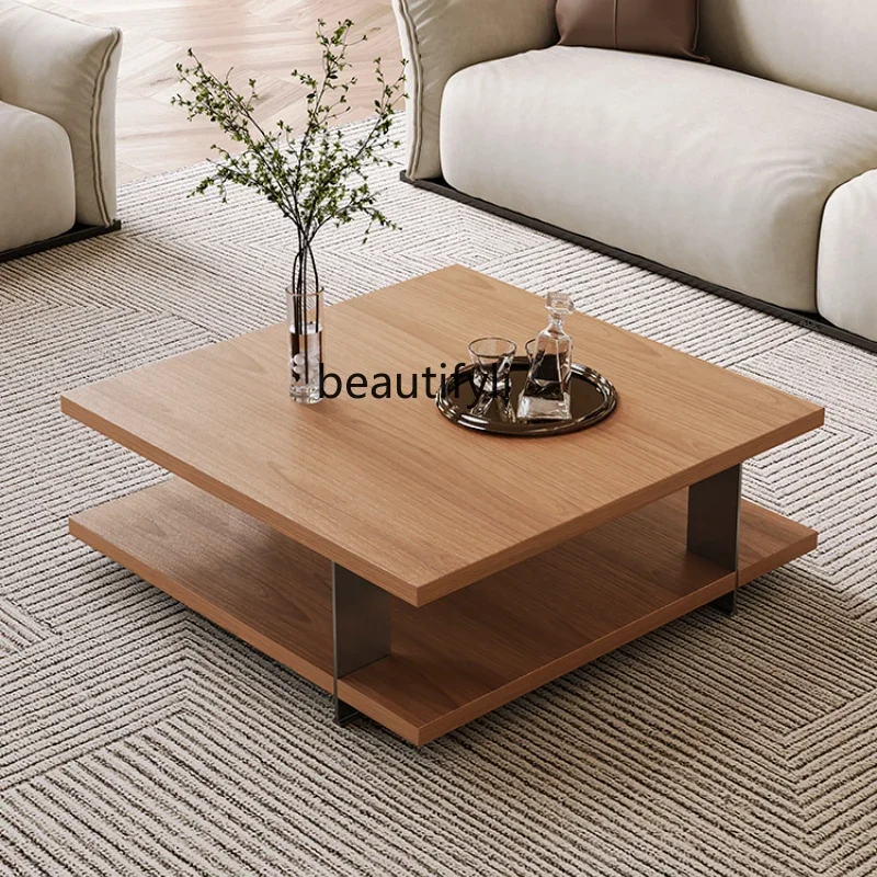

Simple Nordic square solid wood, living room, marble coffee table TV cabinet