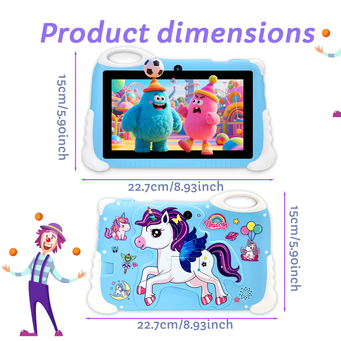 7-inch Android-kindertablet 12 onderwijstablet met dubbele camera's, ontworpen voor jongens en meisjes als leuke verjaardag, kerstcadeaus