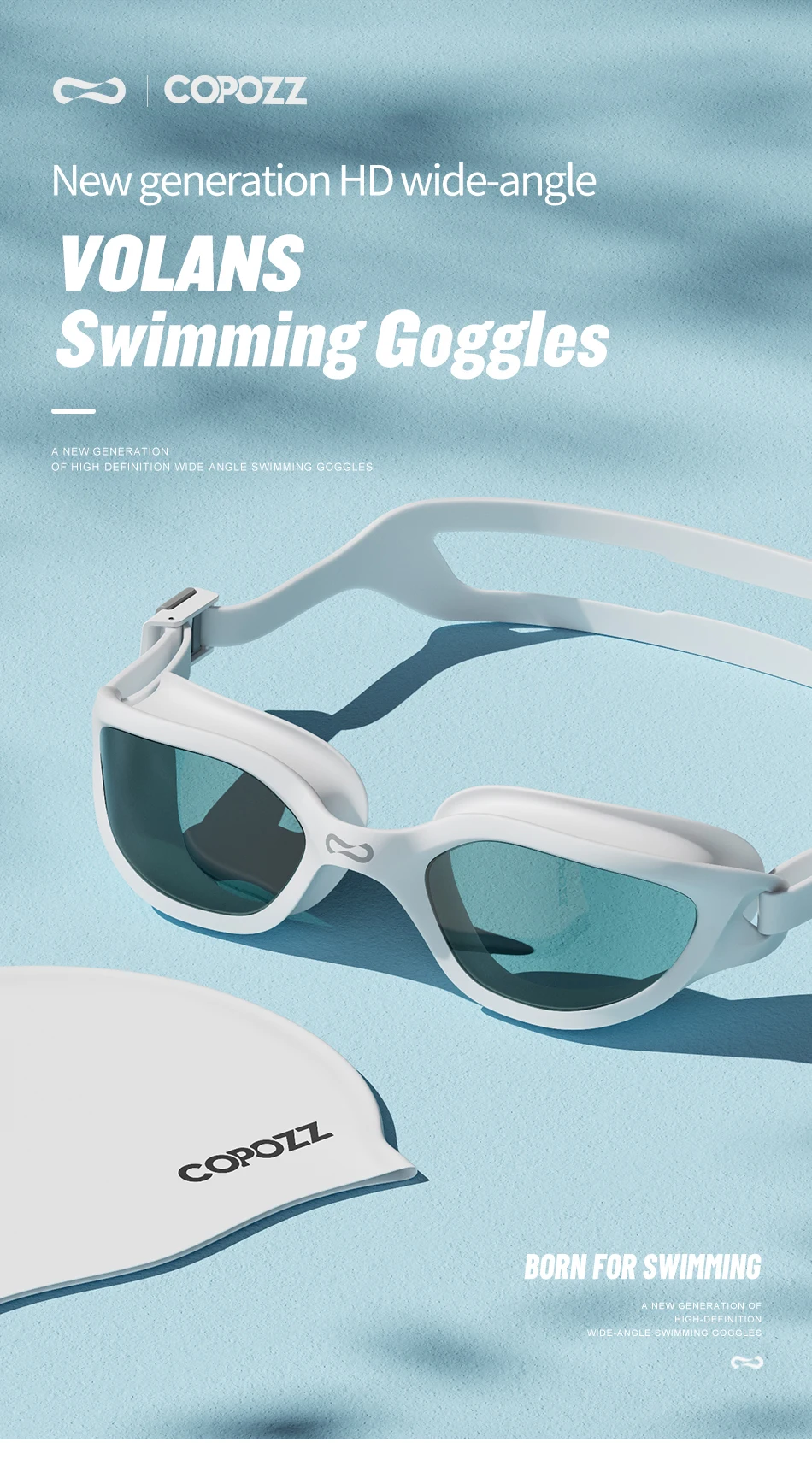 COPOZZ Professionelle HD Schwimmen Brille Anti-Fog UV Schutz Einstellbar Schwimmen Gläser Silikon Wasser Glas Für Männer und Wome – Detail 1
