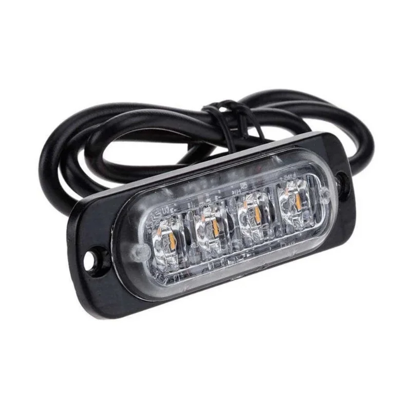 1pcs 4 LED Trailer Marker Light Strobe Warning Traffic Light Grille Flashing Car Beacon Lamp Waterproof Sealed for Truck Side