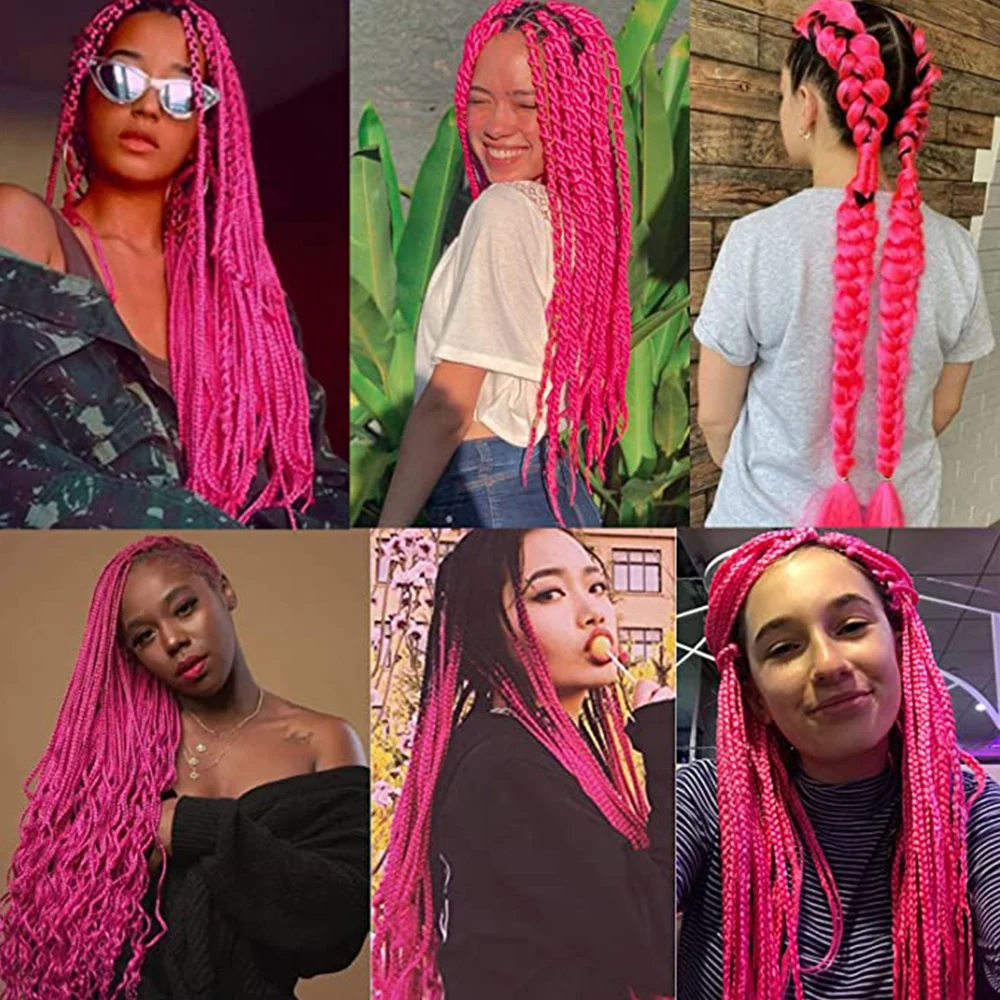 Ombre Flechten Haar verlängerungen 26 Zoll vor gestreckte Jumbo Braid Haar Kunst haar für Geflecht einfach heißes Wasser Set Haar blau rosa