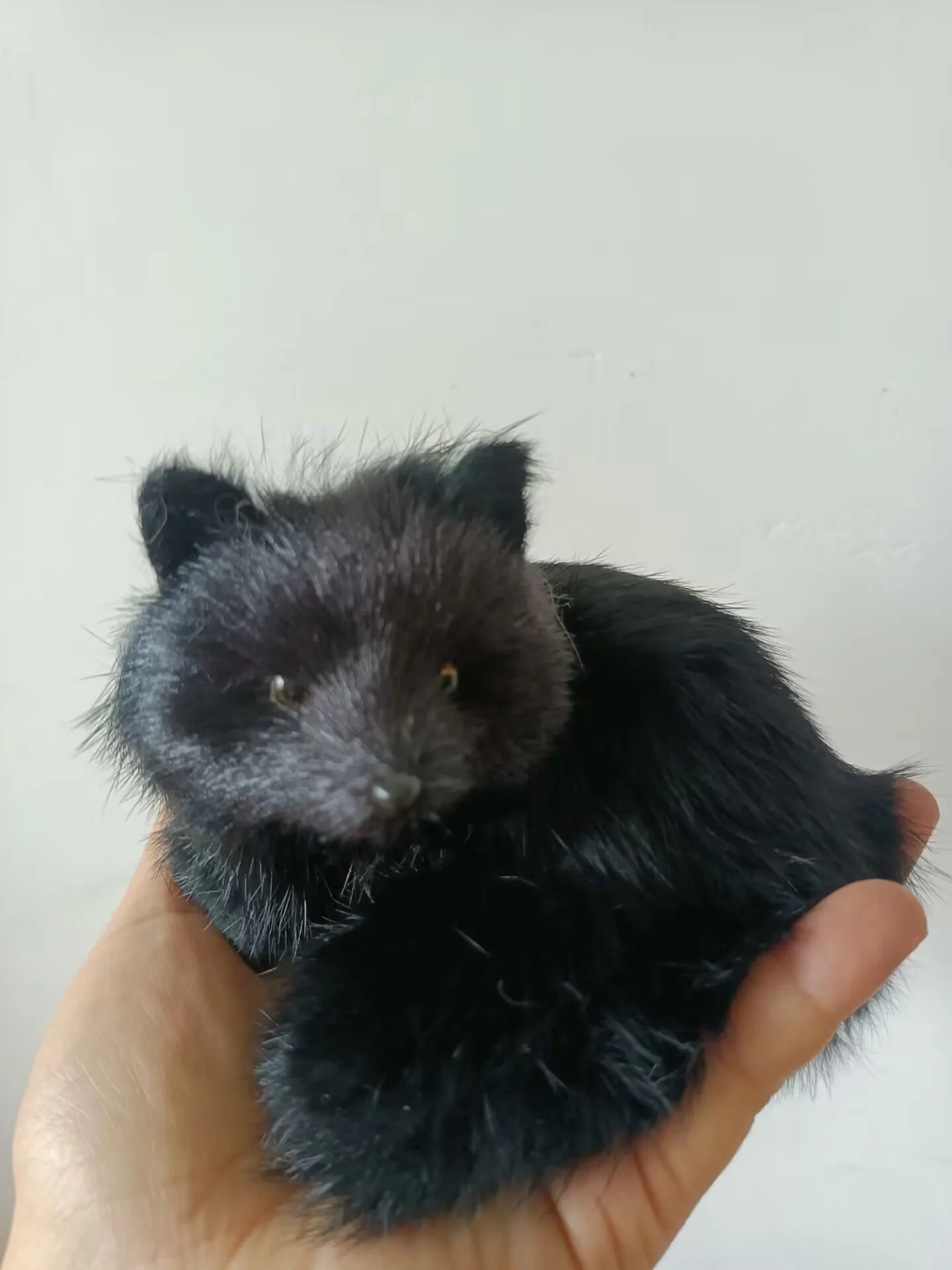 cute simulation black fox polyethylene&furs handicraft decoration gift about 13x12cm a2382