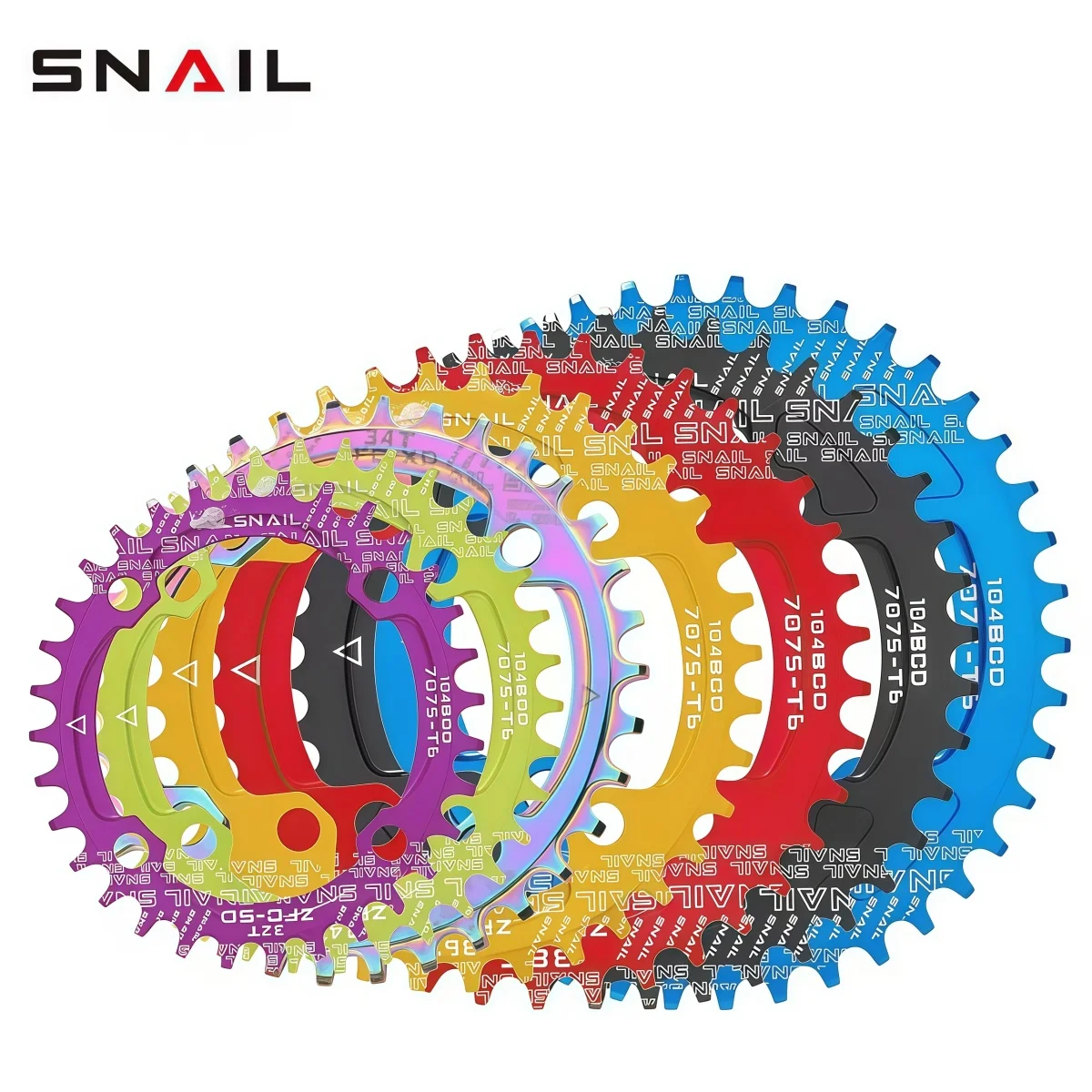 SNAIL 7075-T6 CNC Aluminum Narrow Wide Chainring For MTB 1x Drivetrains– 32T 34T 36T 38T 40T 42T
