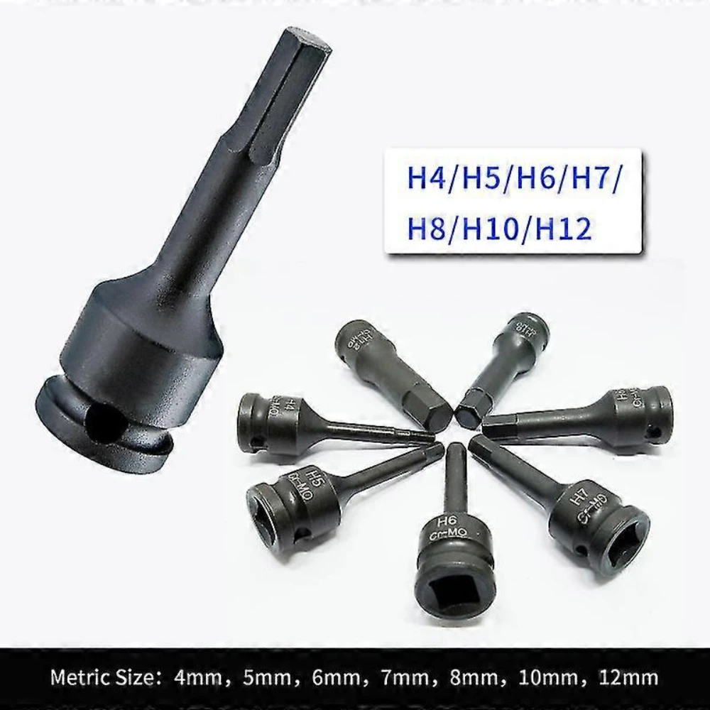 7 Pcs Impact Socket Set 3/8 Inch Drive, Chrome Molybdenum Steel Hex Allen Bits, Metric Socket Adapter Kit