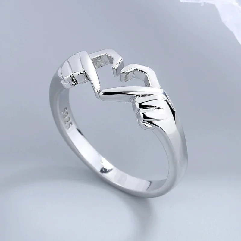 Charm Hold Hands Love Rings for Women Men Trendy Couple Ring Proposal Wedding Banquet Jewelry Gifts Adjustable