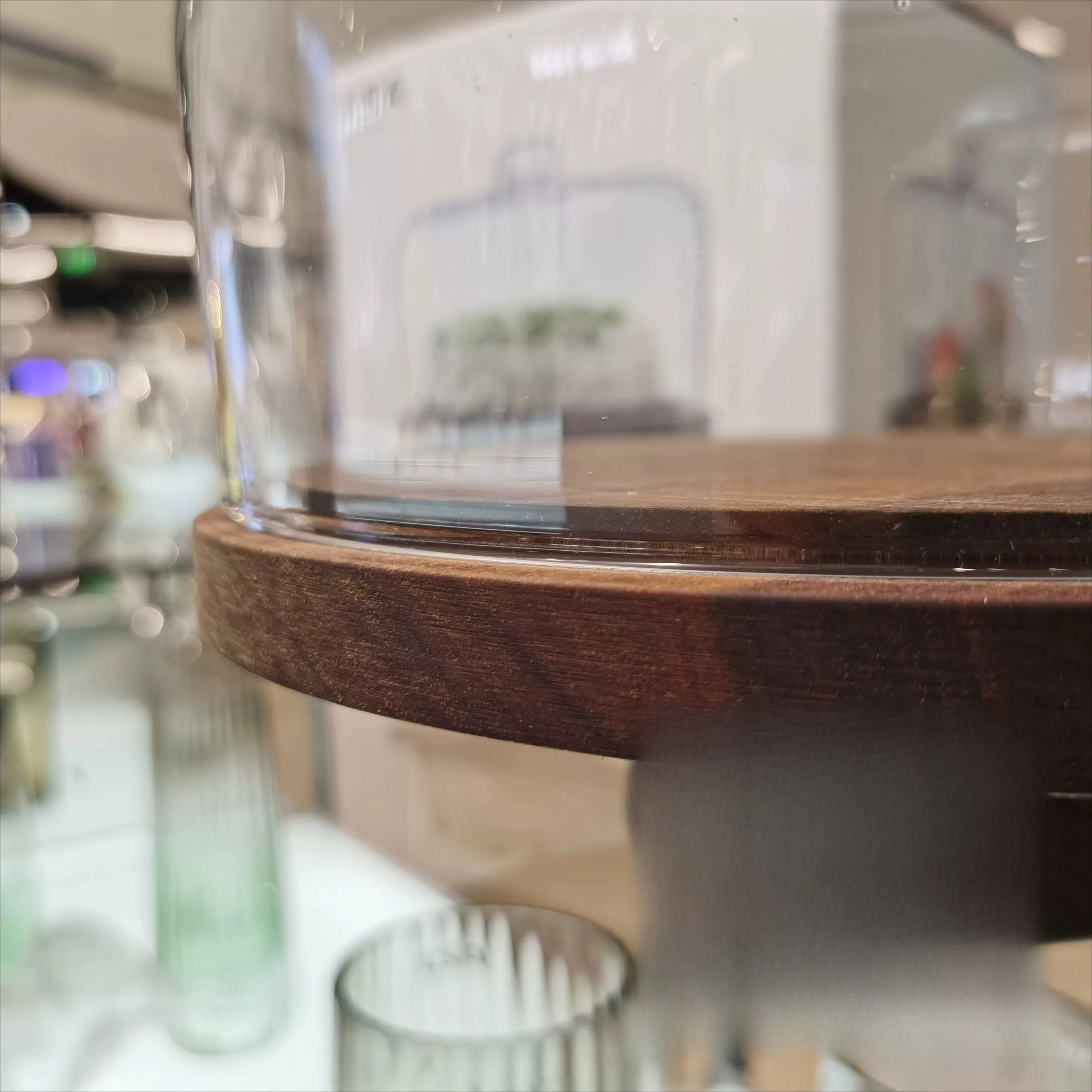 Handmade Walnut Cake Tray, Display Tray with Transparent Glass Cover, Dessert Counter Display Tray