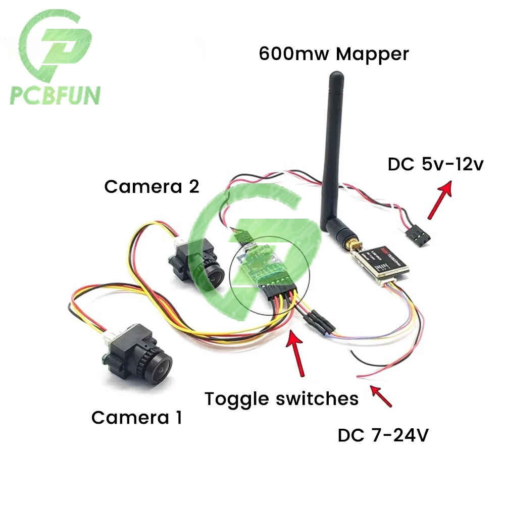 Módulo de comutação de vídeo de 3 canais Dispositivo de comutação de vídeo de 3 vias para câmera FPV Multicopter Drones 5.8G Receptor transmissor FPV