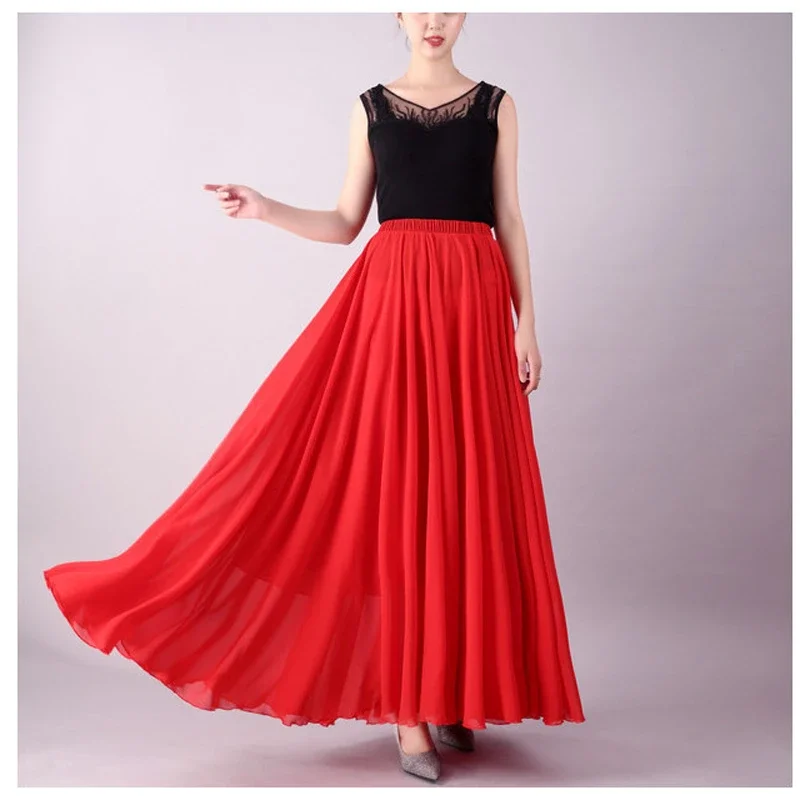 Traje de Flamenco de 17 colores, faldas largas de gasa para danza del vientre, falda de péndulo de 720 grados para escenario, fiesta de noche, falda elegante para la playa
