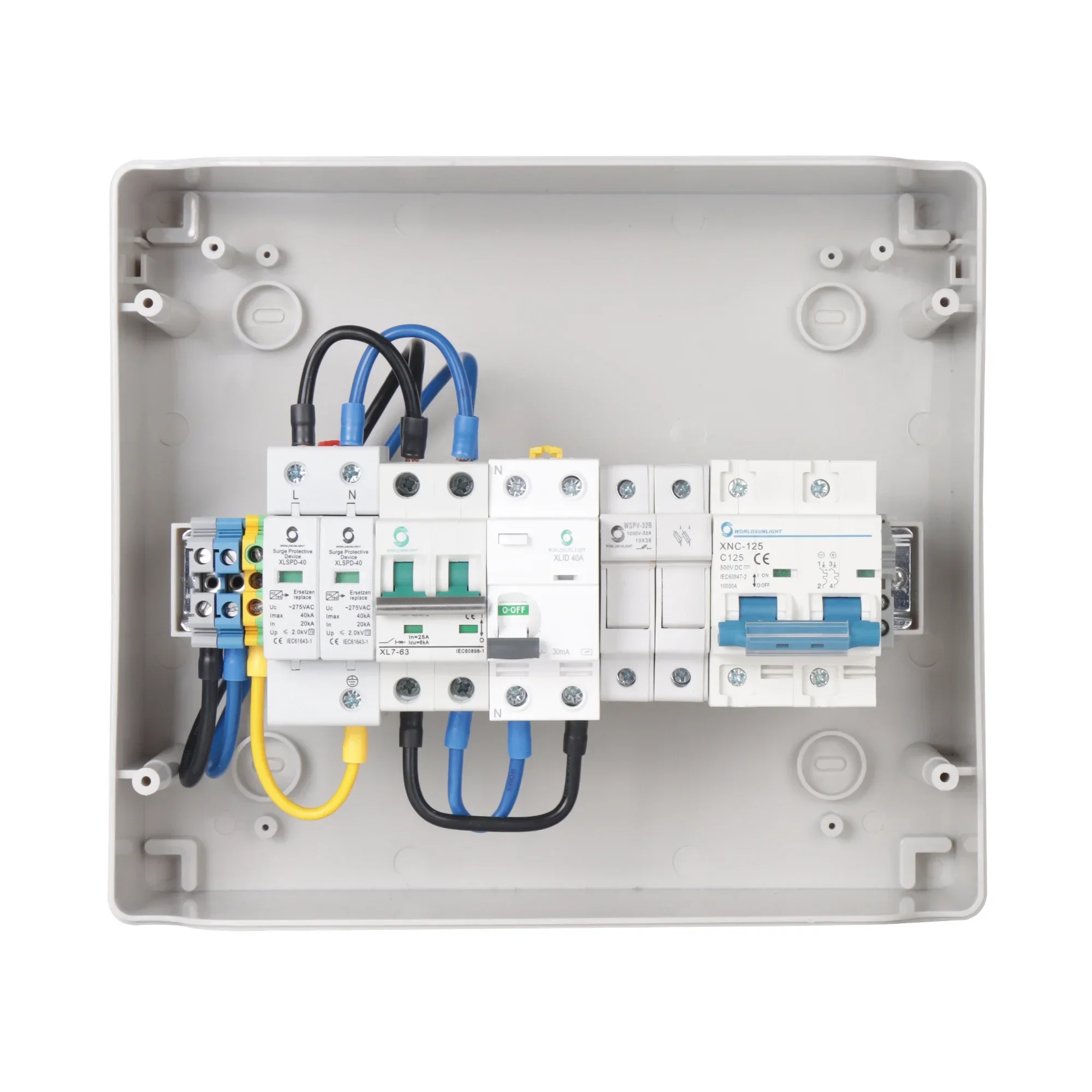 WSDB-PV1/1 مقاوم للماء والغبار 1 في 1 خارج 1 سلسلة التيار المتناوب + تيار مستمر الشمسية Pv صفيف البطارية الموحد صندوق لنظام الطاقة لوحة طاقة شمسية