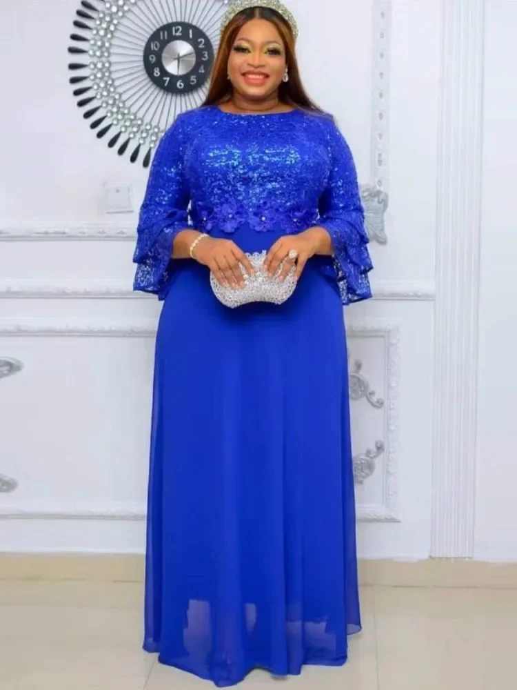 Африканские вечерние платья для женщин 2024, Дашики Анкара, кружевные шифоновые свадебные вечерние платья, элегантное турецкое мусульманское кафтан, платье макси