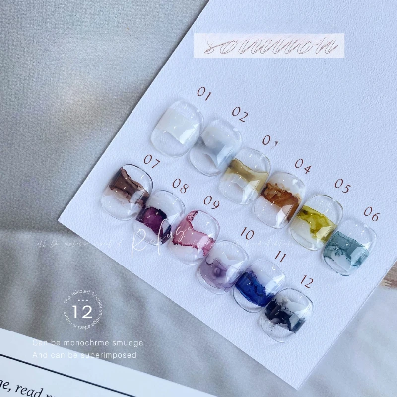 12 couleurs Morandi aquarelle encre pour ongles 15ml effet fleuri ongles Art Design naturel Air sec Gel vernis pour manucure Gel pour ongles