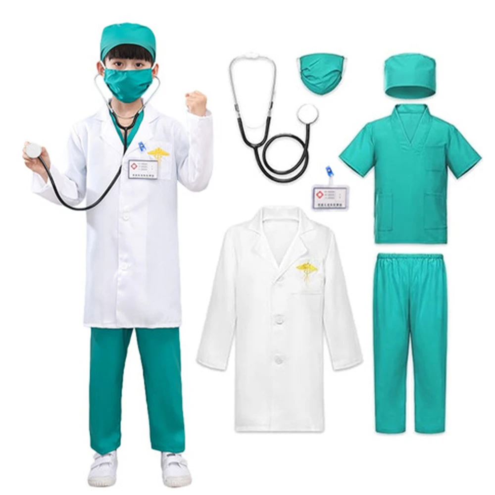 Children's Doctor Clothes Girls Boys  Simulation Set Simulation Hospital Game Clothing with Stethoscope Toys Kids Birthday Gifts